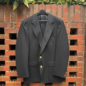 Stanley Blacker Gold Button Black Blazer, 42R